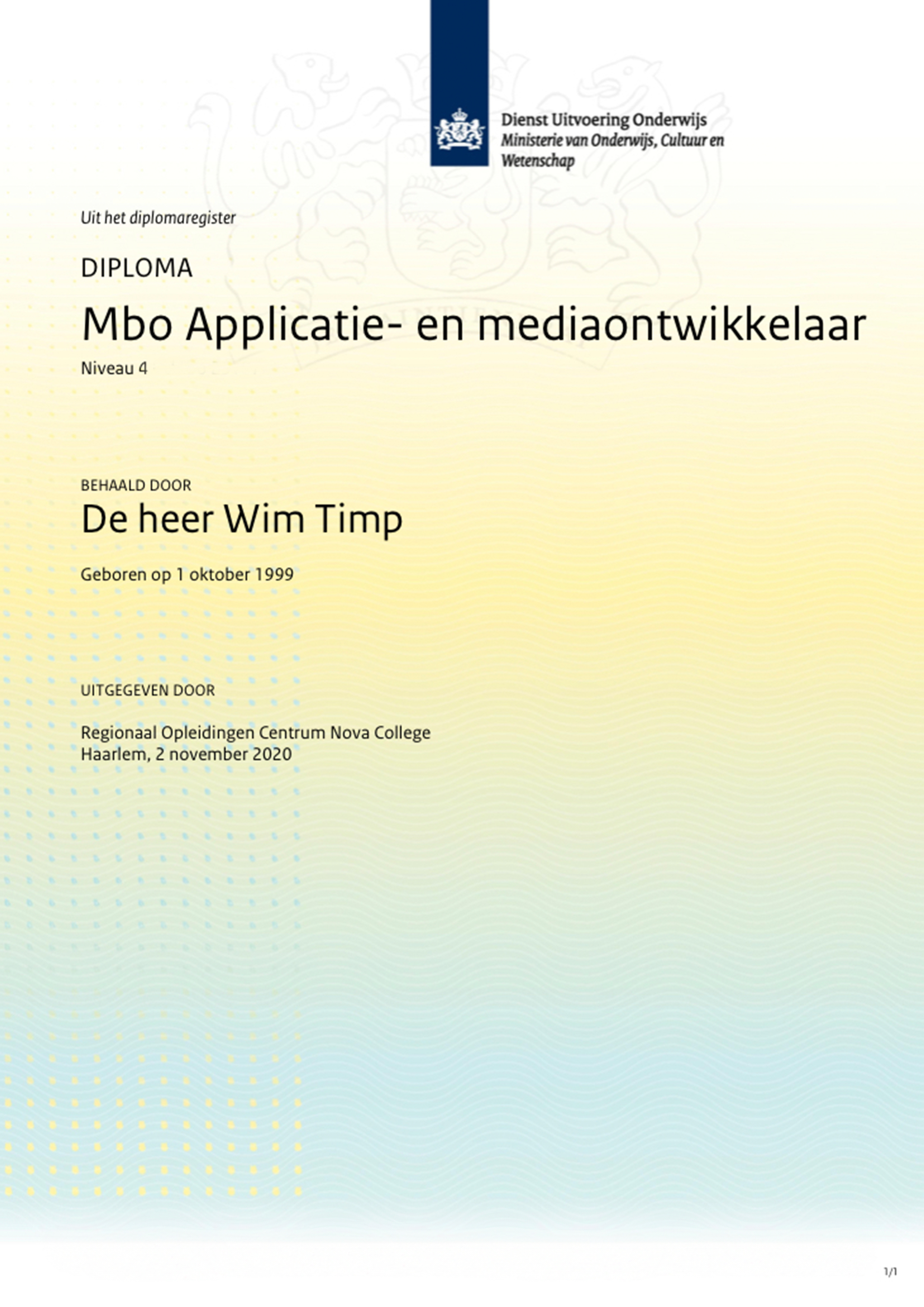 Applicatie Media Ontwikkeling Diploma